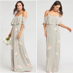 Show Me Your MuMu Floral Maxi Dress in Gray and Pink